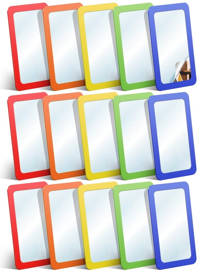 Draupnir 15 قطعة من المرايا الصغيرة للأطفال، مقاس 6 × 4 بوصة، غير قابلة للكسر، مرايا غير قابلة للكسر للأعمال اليدوية، مربعة، ذات زوايا مستديرة، مزدوجة الجوانب، مرايا تعابير الوجه لمرحلة ما قبل المدرسة، مرايا للفصول الدراسية، أعمال يدوية (5 ألوان زاهية) - Image 1